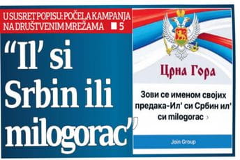 Počela kampanja na društvenim mrežama: Il’ si Srbin ili milogorac Počela kampanja na društvenim mrežama: Il’ si Srbin ili milogorac