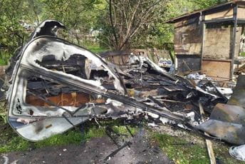 Izgorjela kamp kućica Slavke Adžović Izgorjela kamp kućica Slavke Adžović