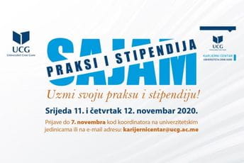 Karijerni centar UCG organizuje Sajam praksi i stipendija za studente i poslodavce Karijerni centar UCG organizuje Sajam praksi i stipendija za studente i poslodavce