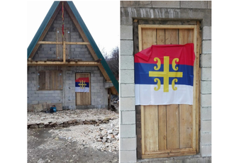 DPS: Na vratima kuće članice sa Cetinja zaheftana zastava sa 4s DPS: Na vratima kuće članice sa Cetinja zaheftana zastava sa 4s