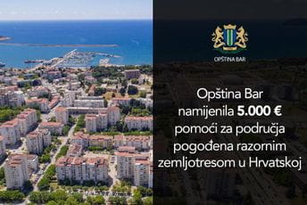 Opština Bar donirala 5.000 eura pomoći Hrvatskoj Opština Bar donirala 5.000 eura pomoći Hrvatskoj