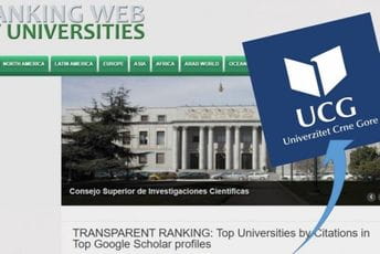 Univerzitet Crne Gore napredovao za 262 mjesta na Webometrics Transparent Ranking listi Univerzitet Crne Gore napredovao za 262 mjesta na Webometrics Transparent Ranking listi