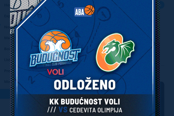 Odložen meč Budućnost Voli - Cedevita Olimpija Odložen meč Budućnost Voli - Cedevita Olimpija