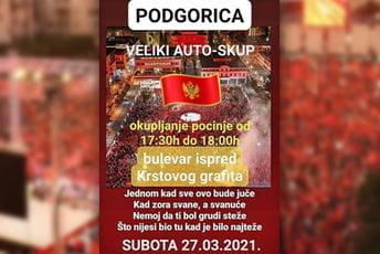 U subotu veliki auto skup crnogorskih patriota U subotu veliki auto skup crnogorskih patriota