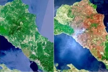 Satelitski snimci pokazuju ogromnu štetu nastalu zbog požara u Grčkoj Satelitski snimci pokazuju ogromnu štetu nastalu zbog požara u Grčkoj