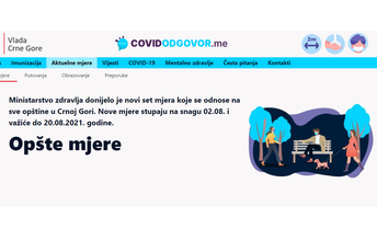 Nove epidemiološke mjere na sajtu Vlade nijesu ažurirane, politička saopštenja prioritet Mjere važile do jučerašnjeg dana, novih nema na sajtu