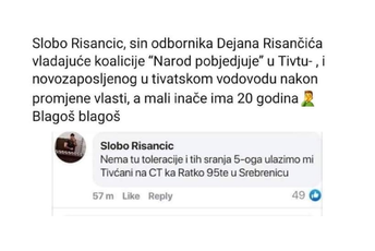 Sin odbornika Opštine Tivat slavi ratnog zločinca: Mi Tivćani ulazimo na Cetinje, kao Ratko ‘95. u Srebrenicu Sin odbornika Opštine Tivat slavi ratnog zločinca: Mi Tivćani ulazimo na Cetinje, kao Ratko ‘95. u Srebrenicu