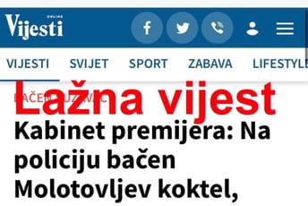 Neistina da je na policiju bačen Molotovljev koktel Neistina da je na policiju bačen Molotovljev koktel