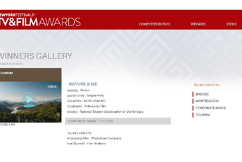 Bronzana nagrada za TV spot NTO na festivalu u Njujorku: „U društvu prirode“ Bronzana nagrada za TV spot NTO na festivalu u Njujorku: „U društvu prirode“