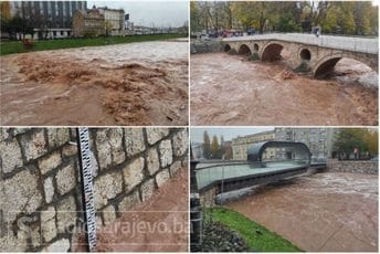 Haotična situacija u Sarajevu: Miljacka samo što se nije izlila Haotična situacija u Sarajevu: Miljacka samo što se nije izlila