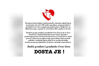 U petak performans zbog epidemiološke situacije: Dosta je! U petak performans zbog epidemiološke situacije: Dosta je!