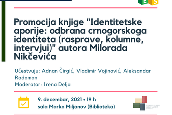DEUS: Predstavljanje knjige Milorada Nikčevića sjutra u Biblioteci DEUS: Predstavljanje knjige Milorada Nikčevića sjutra u Biblioteci
