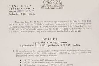 Carević produžio radno vrijeme objekata tokom praznika Carević produžio radno vrijeme objekata tokom praznika