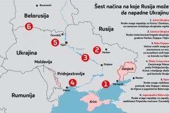 MAPA: Šest načina na koje Rusija može da napadne Ukrajinu MAPA: Šest načina na koje Rusija može da napadne Ukrajinu