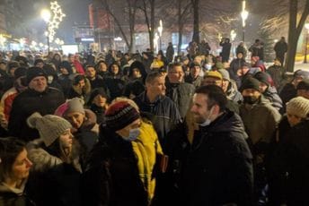 Spajić i Odović na protestu u Pljevljima Spajić i Odović na protestu u Pljevljima