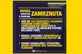 Ambasada UK: Uvodimo kazneni paket ekonomskih sankcija bez presedana protiv Kremlja Ambasada UK: Uvodimo kazneni paket ekonomskih sankcija bez presedana protiv Kremlja