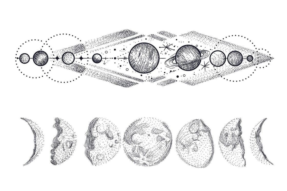 Фазы луны тату эскиз