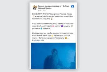 Srpsko narodno pozorište uklonilo objavu o Vladimiru i Kosari