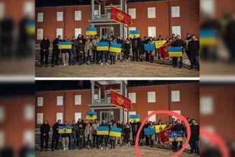 Velikosrpska propaganda docrtala nacističke simbole na zastavi Ukrajine Velikosrpska propaganda docrtala nacističke simbole na zastavi Ukrajine