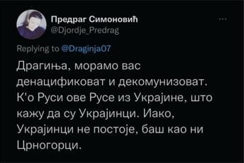 "Draginja, denacifikovaćemo vas kao Rusi Ukrajince"