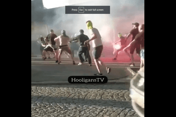 Velika tuča navijača Zvezde i Partizana u Beogradu Velika tuča navijača Zvezde i Partizana u Beogradu