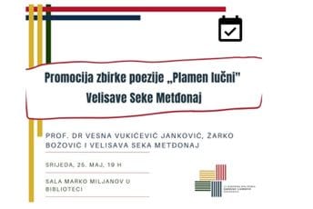 „Plamen lučni” sjutra u Biblioteci „Radosav Ljumović” „Plamen lučni” sjutra u Biblioteci „Radosav Ljumović”