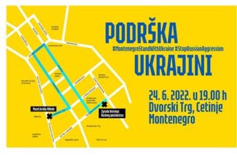 Na Cetinju večeras šetnja za Ukrajinu Na Cetinju večeras šetnja za Ukrajinu