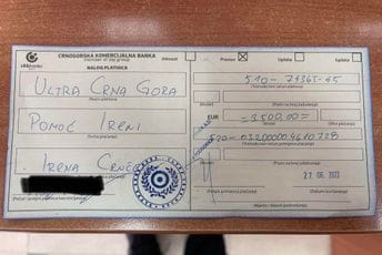 Ultra Crna Gora: Višak sredstava sakupljenih za kombi navijača BiH uplaćen za liječenje Irene Crnčević Ultra Crna Gora: Višak sredstava sakupljenih za kombi navijača BiH uplaćen za liječenje Irene Crnčević