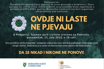 Rastoder: Sjećanje na žrtve Srebrenice opomena da ne smijemo dozvoliti da se slično ponovi Rastoder: Sjećanje na žrtve Srebrenice opomena da ne smijemo dozvoliti da se slično ponovi