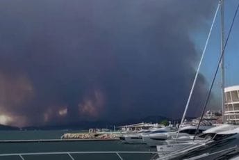 Veliki požar kod Šibenika, stanovništvo se evakuiše i preko mora Veliki požar kod Šibenika, stanovništvo se evakuiše i preko mora