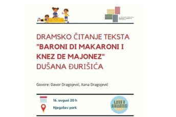 Čitamo crnogorske autore: "Baroni di Makaroni i Knez de Majonez" sjutra u Njegoševom parku Čitamo crnogorske autore: "Baroni di Makaroni i Knez de Majonez" sjutra u Njegoševom parku