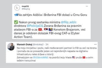 Opet nesaglasje u odlazećoj Vladi: I jedni i drugi tvrde da je FBI u Crnu Goru stigao na njihov zahtjev Opet nesaglasje u odlazećoj Vladi: I jedni i drugi tvrde da je FBI u Crnu Goru stigao na njihov zahtjev