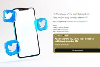 Večeras novi Twitter space: Uticaj NVO i medija na politička dešavanja u Crnoj Gori Večeras novi Twitter space: Uticaj NVO i medija na politička dešavanja u Crnoj Gori