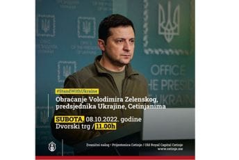 Zelenski se u subotu obraća Cetinjanima, prenos na Dvorskom trgu Zelenski se u subotu obraća Cetinjanima, prenos na Dvorskom trgu