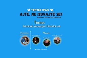 Večeras novi Tviter spejs: O kriminalu, korupciji i hibridnom ratu Večeras novi Tviter spejs: O kriminalu, korupciji i hibridnom ratu