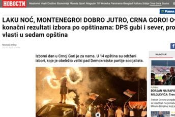 Srpski mediji o izborima u Crnoj Gori: "Laku noć Montenegro", "debakl DPS-a", "Đukanović potučen" Srpski mediji o izborima u Crnoj Gori: "Laku noć Montenegro", "debakl DPS-a", "Đukanović potučen"