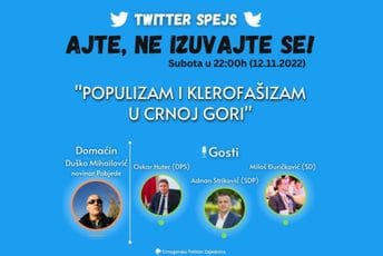 Večeras novi Twitter space: Populizam i klerofašizam u Crnoj Gori Večeras novi Twitter space: Populizam i klerofašizam u Crnoj Gori