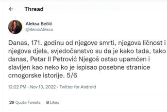 Adžić: Kardinalne greške Alekse Bečića, zaslužio jedinicu iz istorije za osnovnu školu Adžić: Kardinalne greške Alekse Bečića, zaslužio jedinicu iz istorije za osnovnu školu