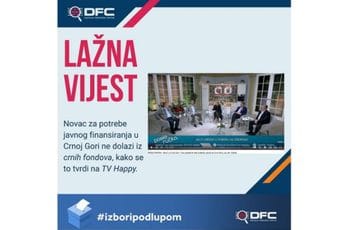 DFC: Na TV Happy iznesene netačne informacije, građani Crne Gore se stavljaju u negativan kontekst