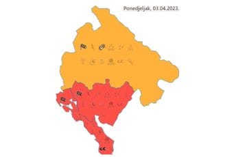 Na snazi i narandžasti i crveni meteoalarm: Olujni udari vjetra, bura, a moguć i snijeg Na snazi i narandžasti i crveni meteoalarm: Olujni udari vjetra, bura, a moguć i snijeg