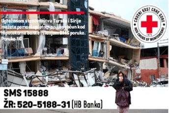 Crveni krst Crne Gore uplatio još sredstava za pomoć ugroženom stanovništu Turske i Sirije Crveni krst Crne Gore uplatio još sredstava za pomoć ugroženom stanovništu Turske i Sirije