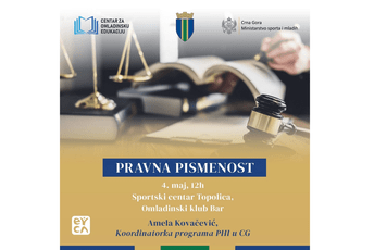 Opština Bar organizuje besplatnu radionicu za studente i srednjoškolce: Upoznati mlade sa značajem pravne pismenosti Opština Bar organizuje besplatnu radionicu za studente i srednjoškolce: Upoznati mlade sa značajem pravne pismenosti
