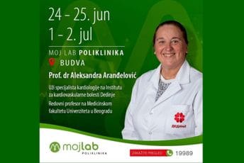 Prof. dr Aleksandra Aranđelović, kardiolološkinja u Moj Lab poliklinici u Budvi 24 - 25. juna i 1 - 2. jula Prof. dr Aleksandra Aranđelović, kardiolološkinja u Moj Lab poliklinici u Budvi 24 - 25. juna i 1 - 2. jula