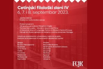 Četvrti Cetinjski filološki dani od 6. do 8. septembra Četvrti Cetinjski filološki dani od 6. do 8. septembra