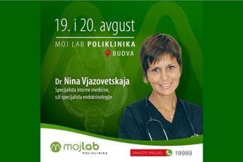 Dr Nina Vjazovetskaja, specijalista interne medicine, uži specijalista endokrinologije ordiniraće u Moj Lab Budvi 19. i 20. avgusta Dr Nina Vjazovetskaja, specijalista interne medicine, uži specijalista endokrinologije ordiniraće u Moj Lab Budvi 19. i 20. avgusta