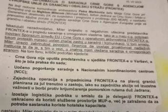Frontex nezadovoljan saradnjom sa Crnom Gorom: Negativno iskustvo sa našim vlastima Frontex nezadovoljan saradnjom sa Crnom Gorom: Negativno iskustvo sa našim vlastima