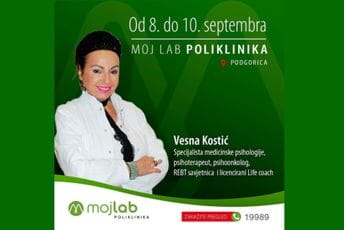 Specijalista medicinske psihologije, psihoterapeut, psihoonkolog, REBT savjetnica i licencirani Life coach, Vesna Kostić u poliklinici Moj Lab Specijalista medicinske psihologije, psihoterapeut, psihoonkolog, REBT savjetnica i licencirani Life coach, Vesna Kostić u poliklinici Moj Lab