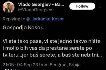Georgiev vrijeđao Kosor, ona mu odgovorila: Običan bot iz susjedne države, jadan i nemoćan Georgiev vrijeđao Kosor, ona mu odgovorila: Običan bot iz susjedne države, jadan i nemoćan