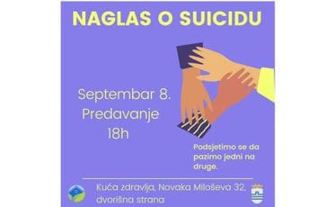 Naglas o suicidu: Psihološka radionica danas u Kući zdravlja u Podgorici Naglas o suicidu: Psihološka radionica danas u Kući zdravlja u Podgorici