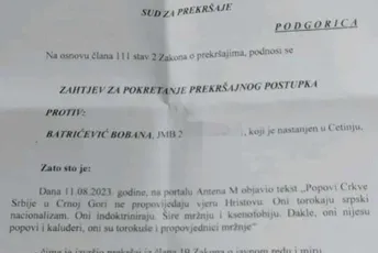 Tužiteljka Šišević traži kaznu za dr Bobana Batrićevića zbog kolumne na portalu Antena M